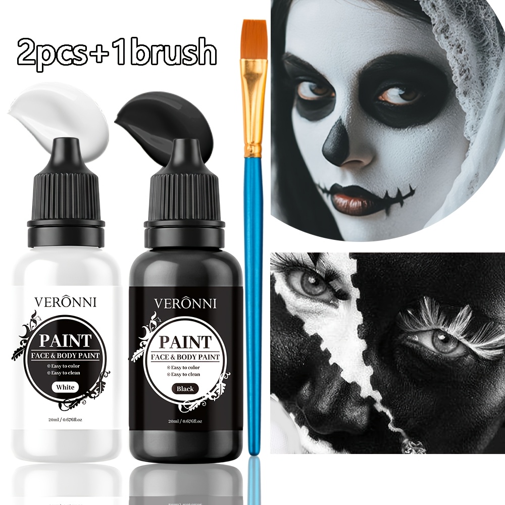 Cosplay Prop Paint - 2 flessen zwart-wit gezichtsverfset met 1