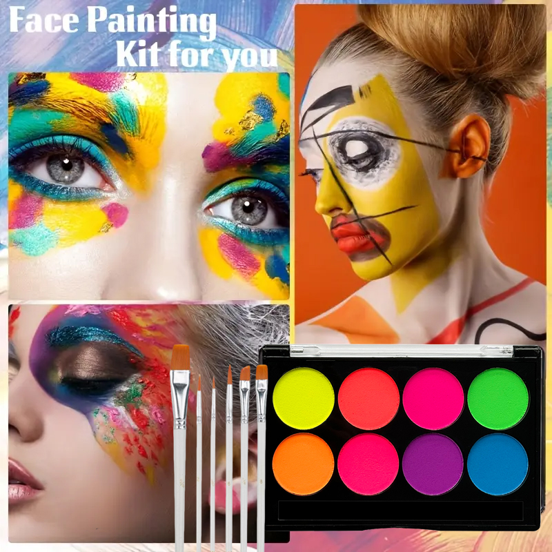 8 kleuren gezichtsverfset met  - Cosplay Prop Paint recensie en prijs