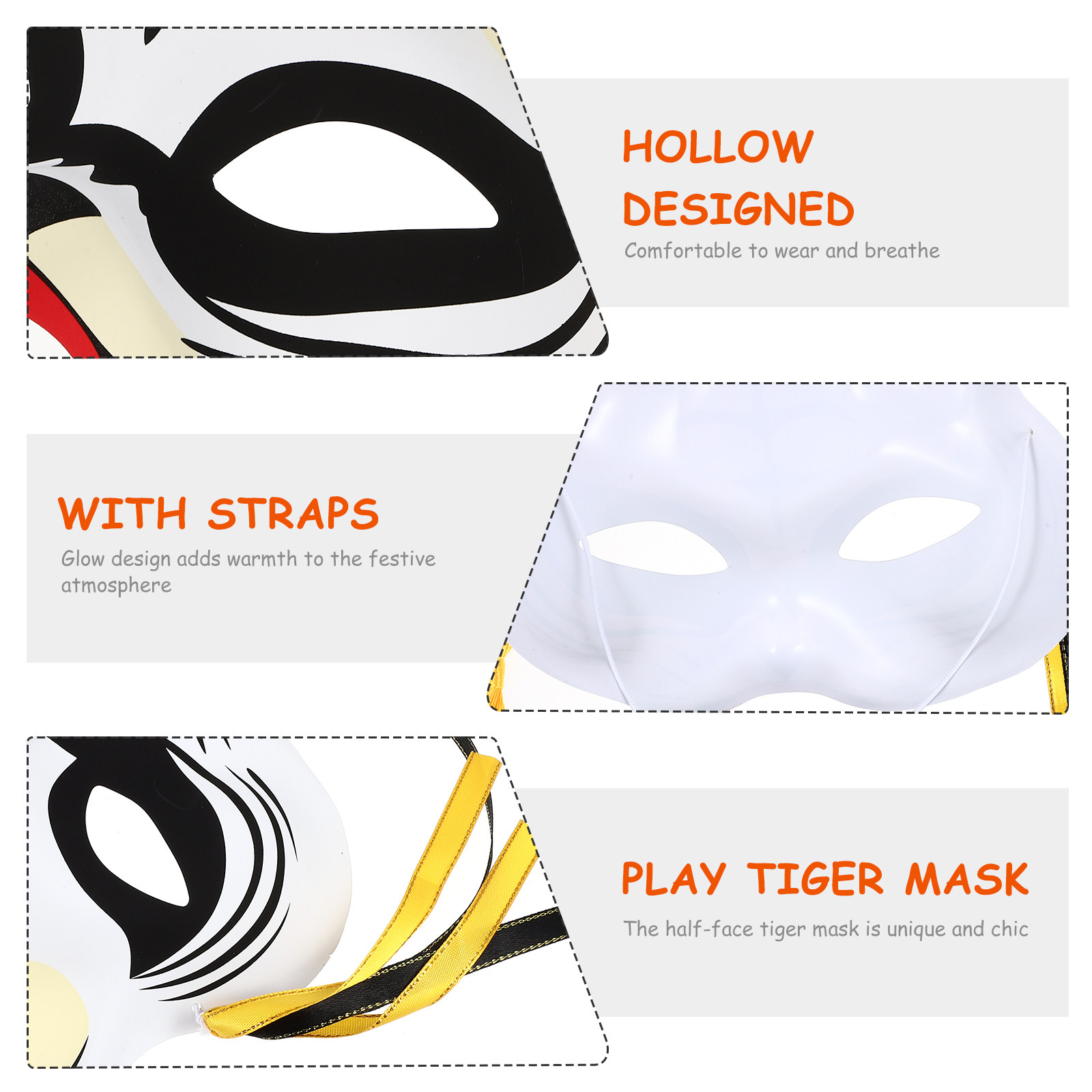 Halfmasker met tijgerprint, un - Easy Cosplay Prop recensie en prijs